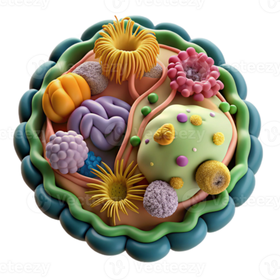 Vibrant 3D Render of a Colorful Cell Structure png