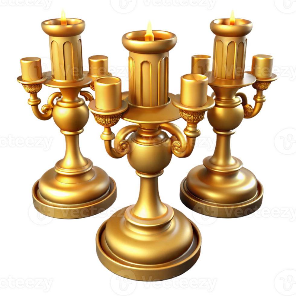 Ornate Golden Candelabra with Candles png