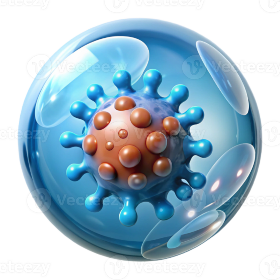3D Render of a Virus Particle inside a Cell png