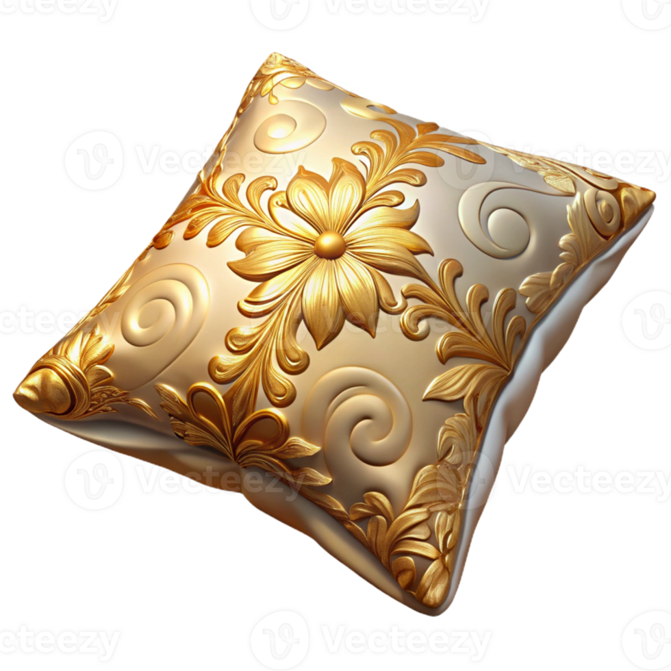 Gold Floral Pillow Design png