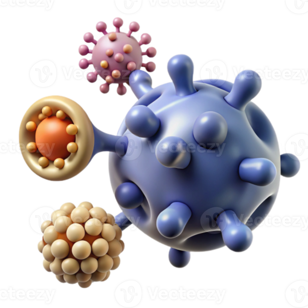 3D Render of Virus Particle Cluster, Microscopic View, Infectious Agent, Cellular Biology, Medical Illustration, Healthcare Concept, Viral Structure, Microbiology, Pathogen, Biomedical Science png