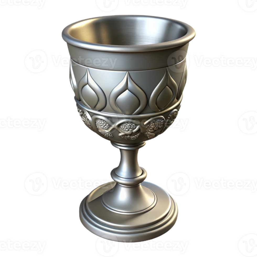 Ornate Silver Goblet with Detailed Design png
