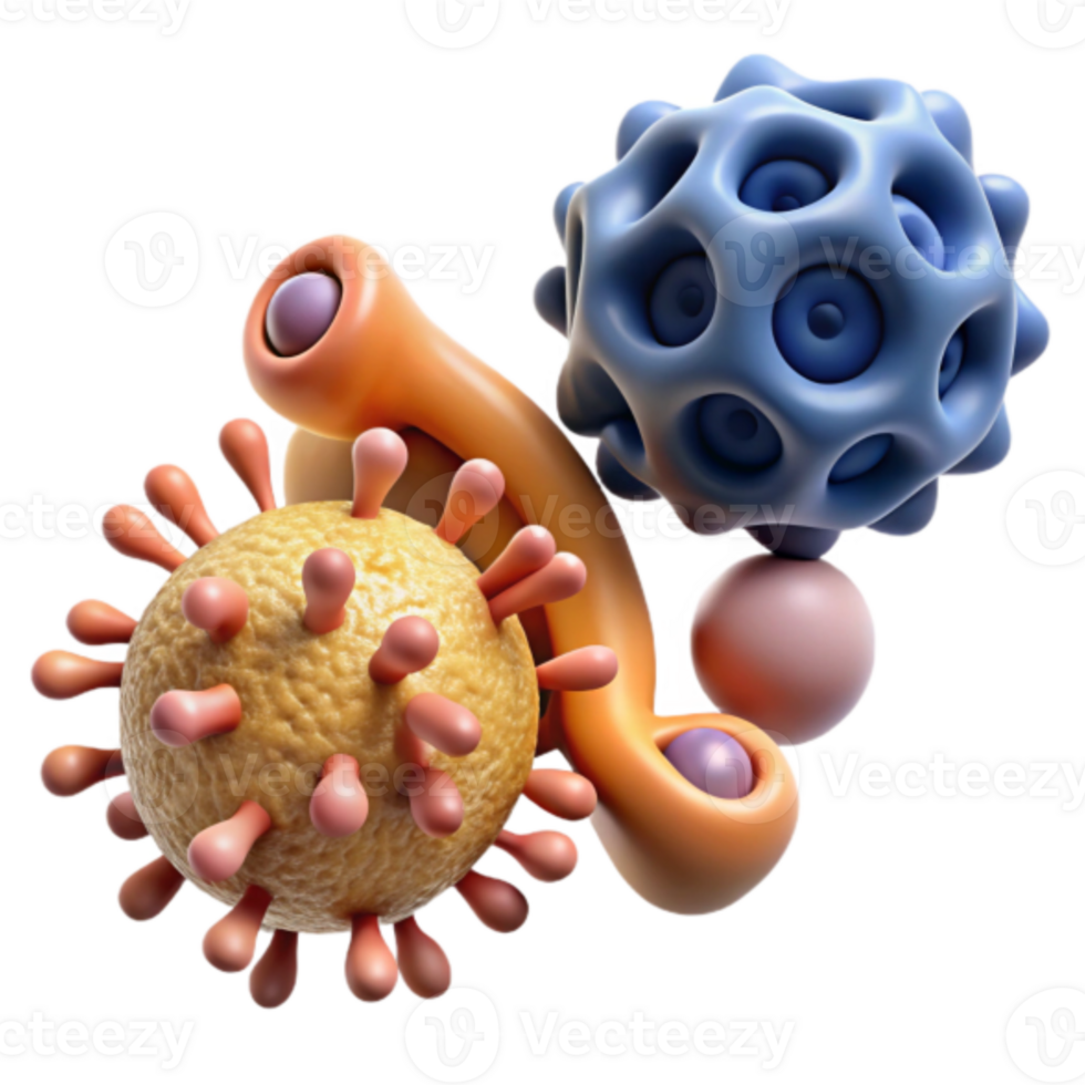 3D Illustration of Microscopic Cellular Structures Abstract Background png