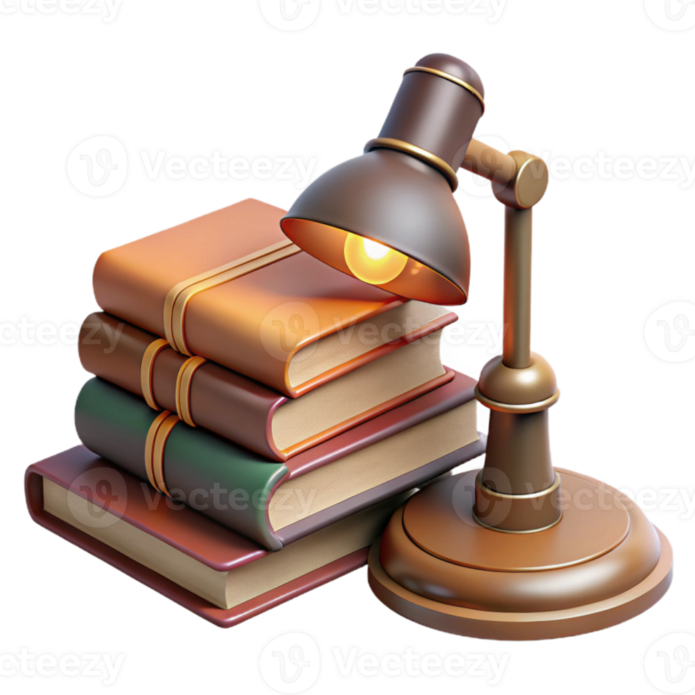 Books and Lamp Isometric Illustration png