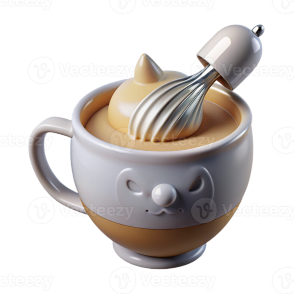 Whipped Cream in Cute Mug 3D Render Illustration png