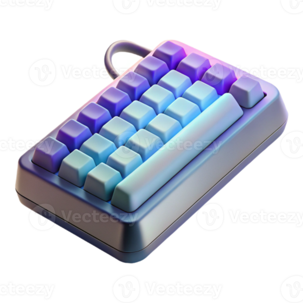 3D Render Compact Keyboard Pastel Rainbow Gradient png