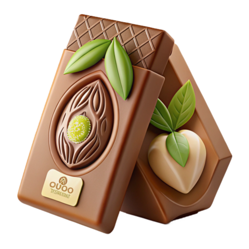 3D Chocolate Bar Illustration Hazelnut and Pistachio Delights, Wafer Crisp, Gourmet Confectionery png