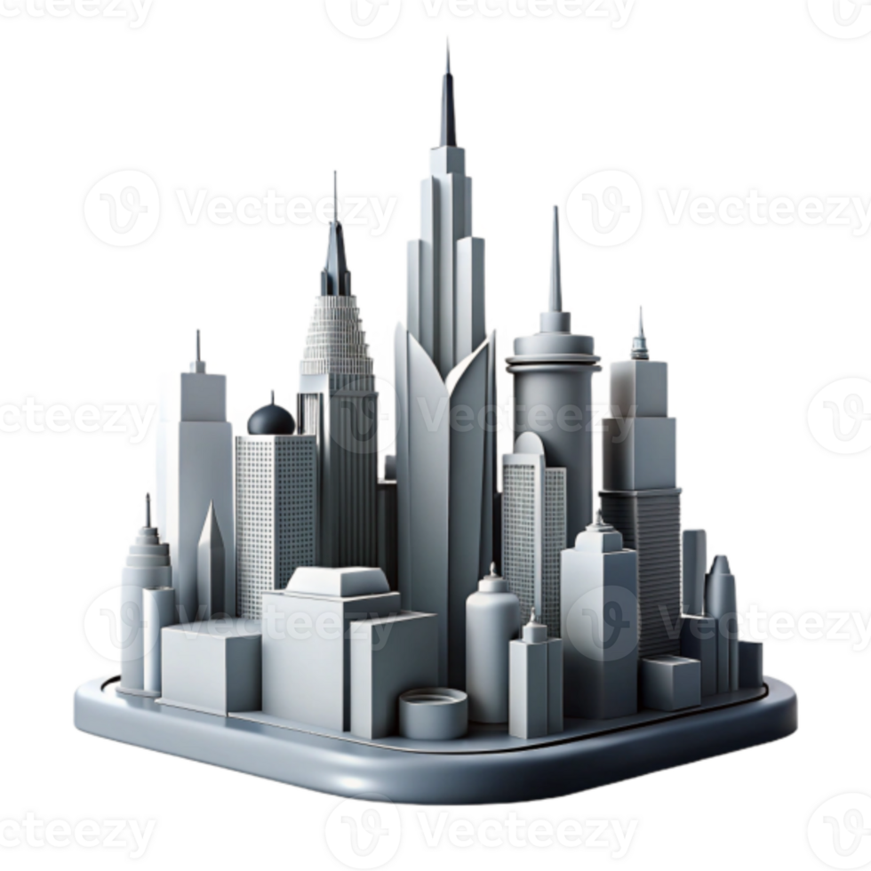 Gray Cityscape 3D Model Illustration, Urban Architecture, Skyscrapers, City Buildings, Modern City, Metropolitan Skyline, Building Design, Architectural Model, Cityscape Illustration, Urban Landscape png