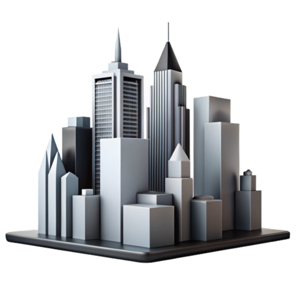 Modern Cityscape 3D Render Illustration Architectural Model of Urban Skyline png