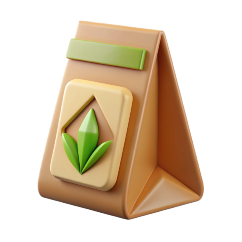 3D Render of a Triangular Tea Bag Packaging Illustration png