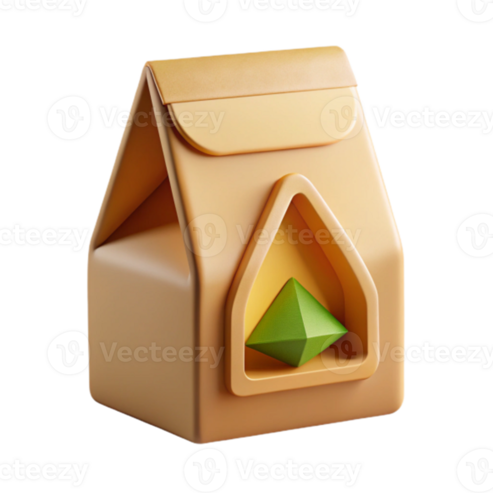 3D Render of a Beige Package with Green Gemstone Illustration png