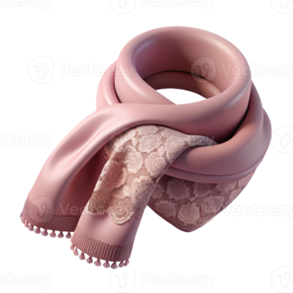 Pink Lace and Solid Fabric Scarf 3D Render png