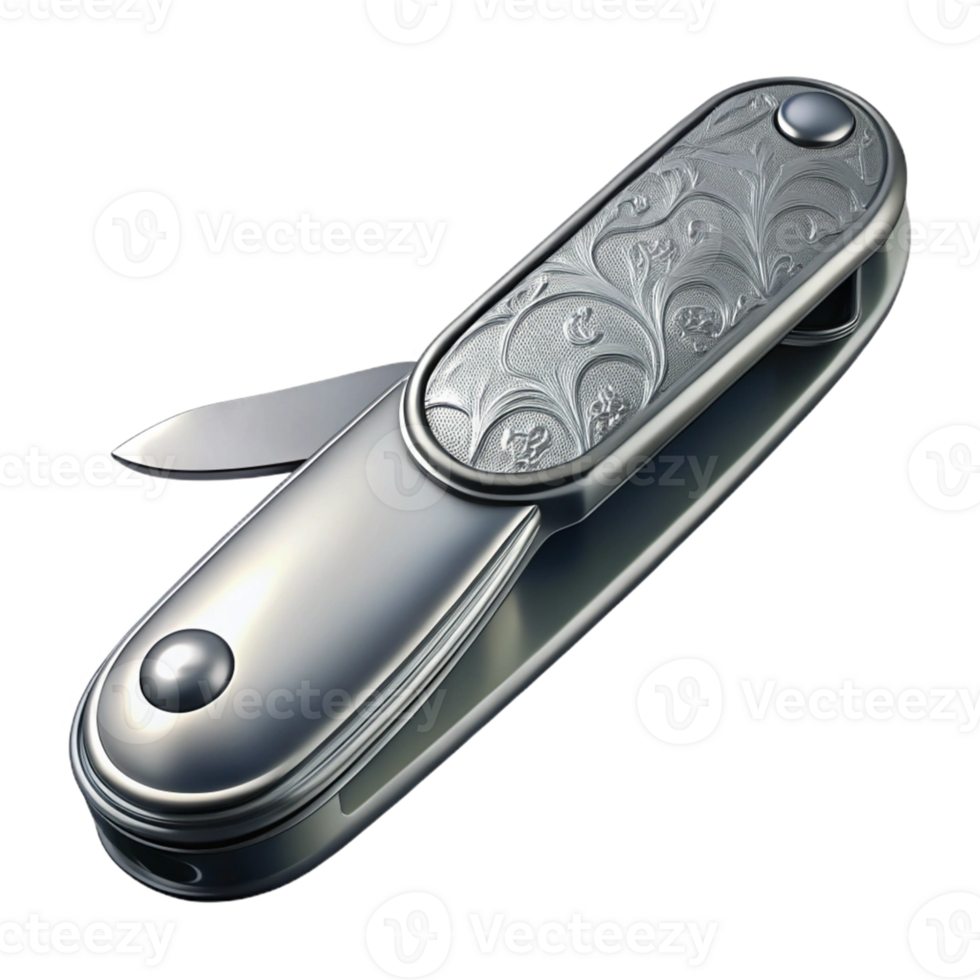 Ornate Pocket Knife with Floral Design png
