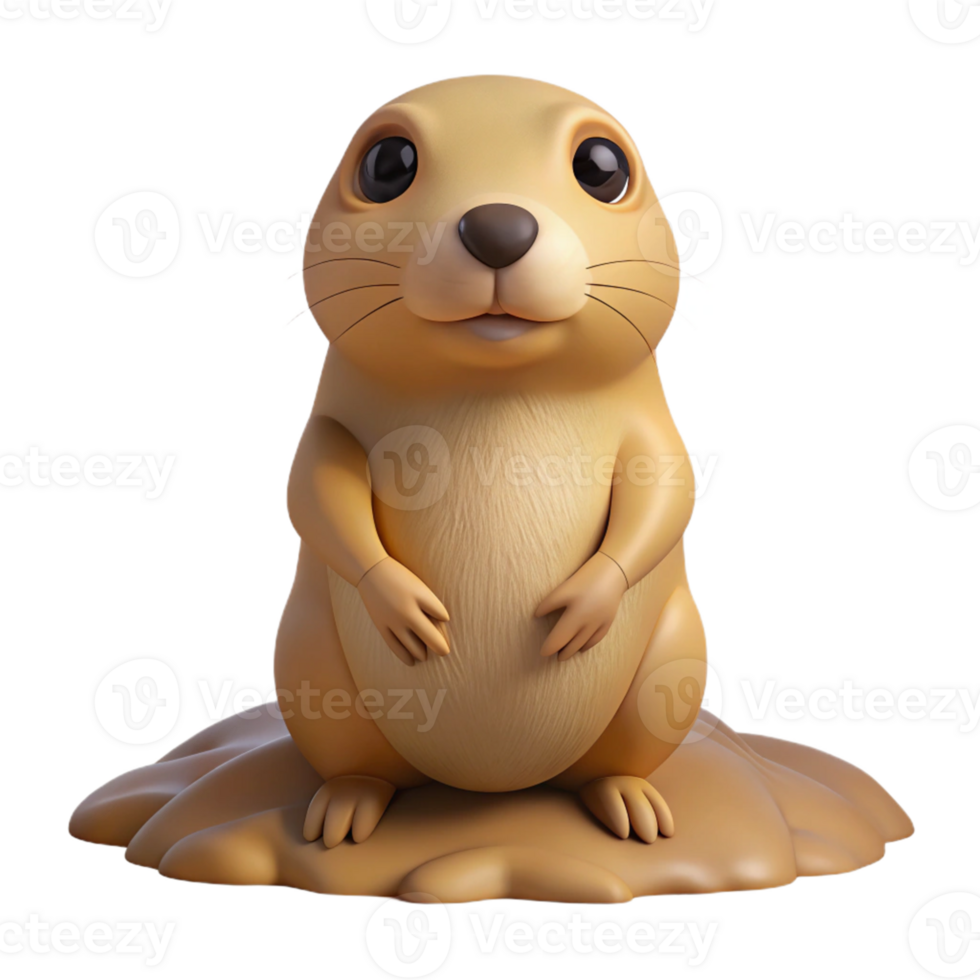 Cute Isometric Cartoon Gopher Model png