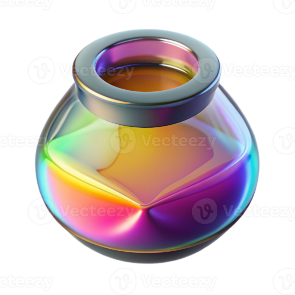 Iridescent Glass Jar 3D Render Abstract Background png