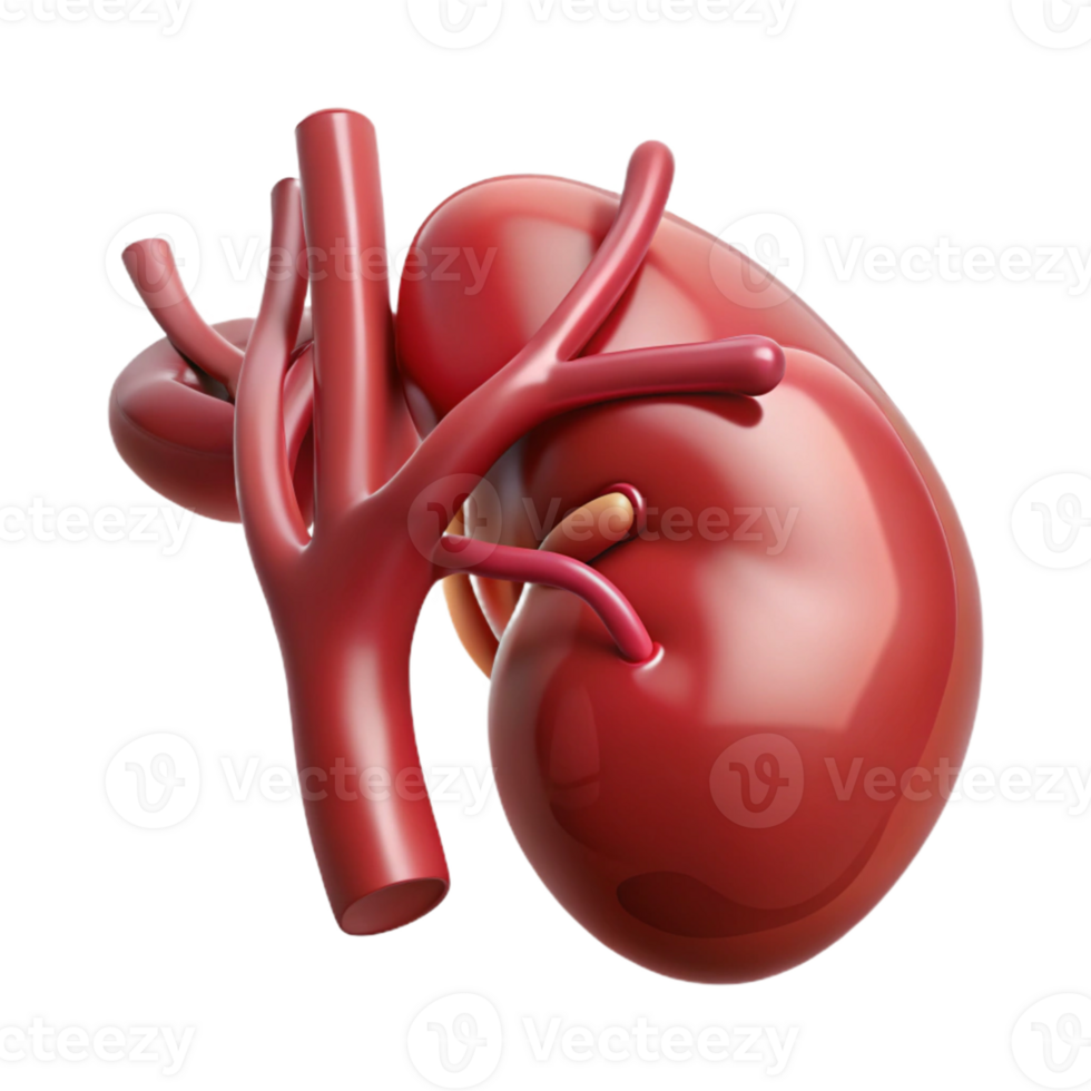 Isometric Model of Human Kidney with Vessels png