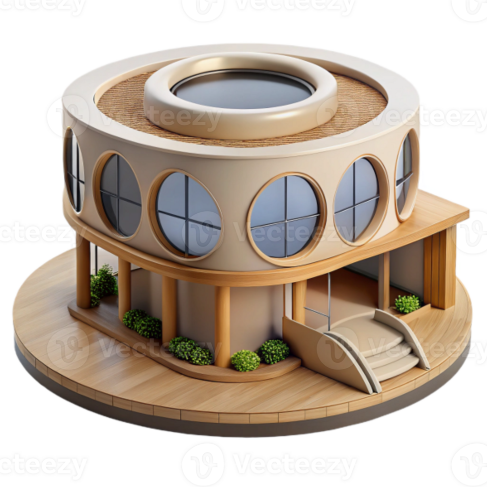 Modern Round House 3D Model Illustration png