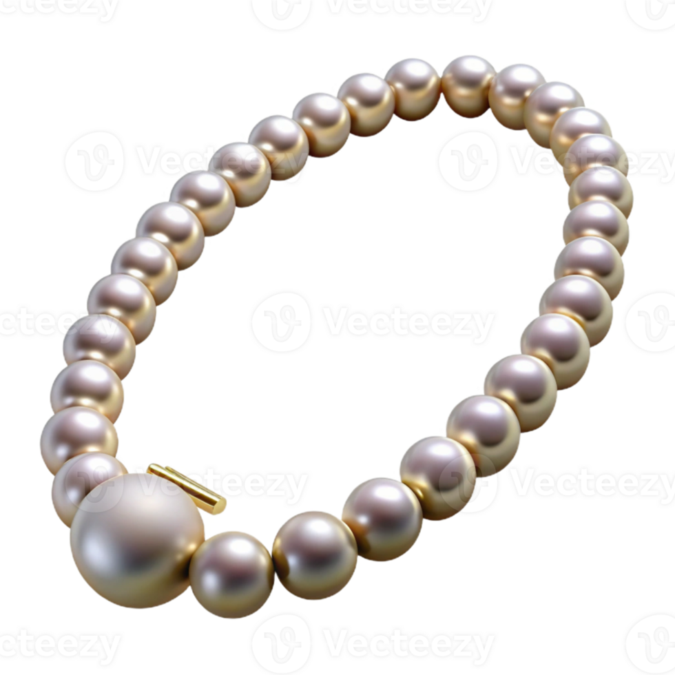 Elegant Pearl Necklace with Golden Clasp png