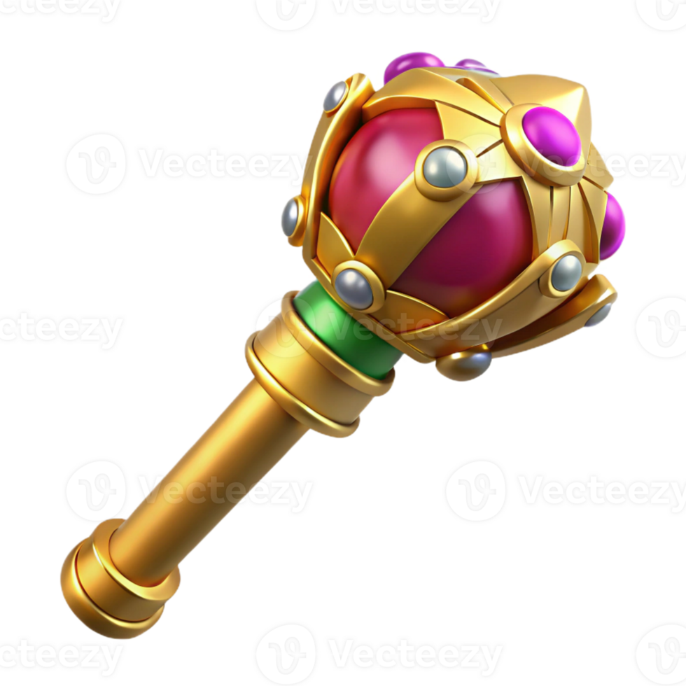 Golden Scepter with Gemstone Crown png