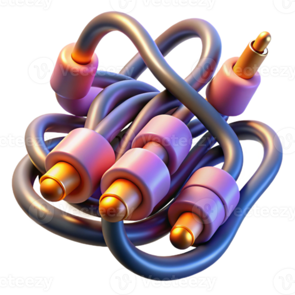 Abstract 3D Render of Intertwined Cables A Colorful Knot of Technology png
