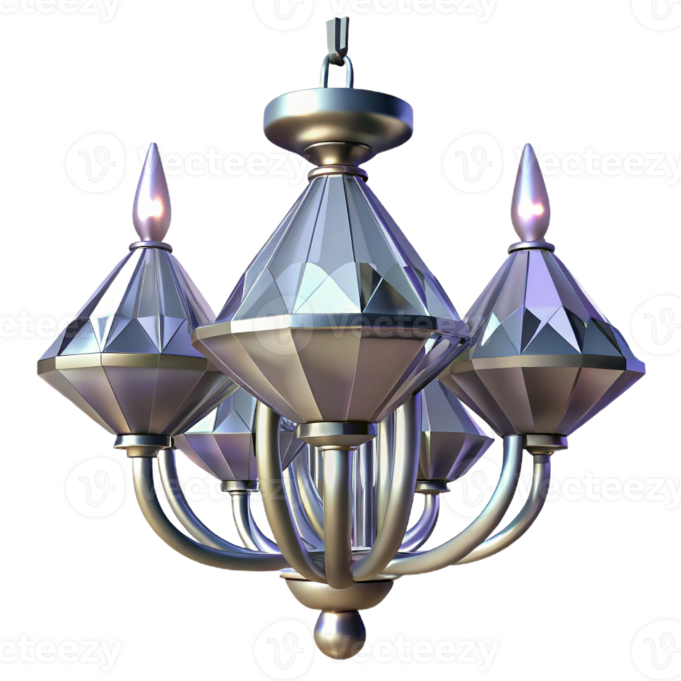 Diamond Chandelier with Metallic Finish png