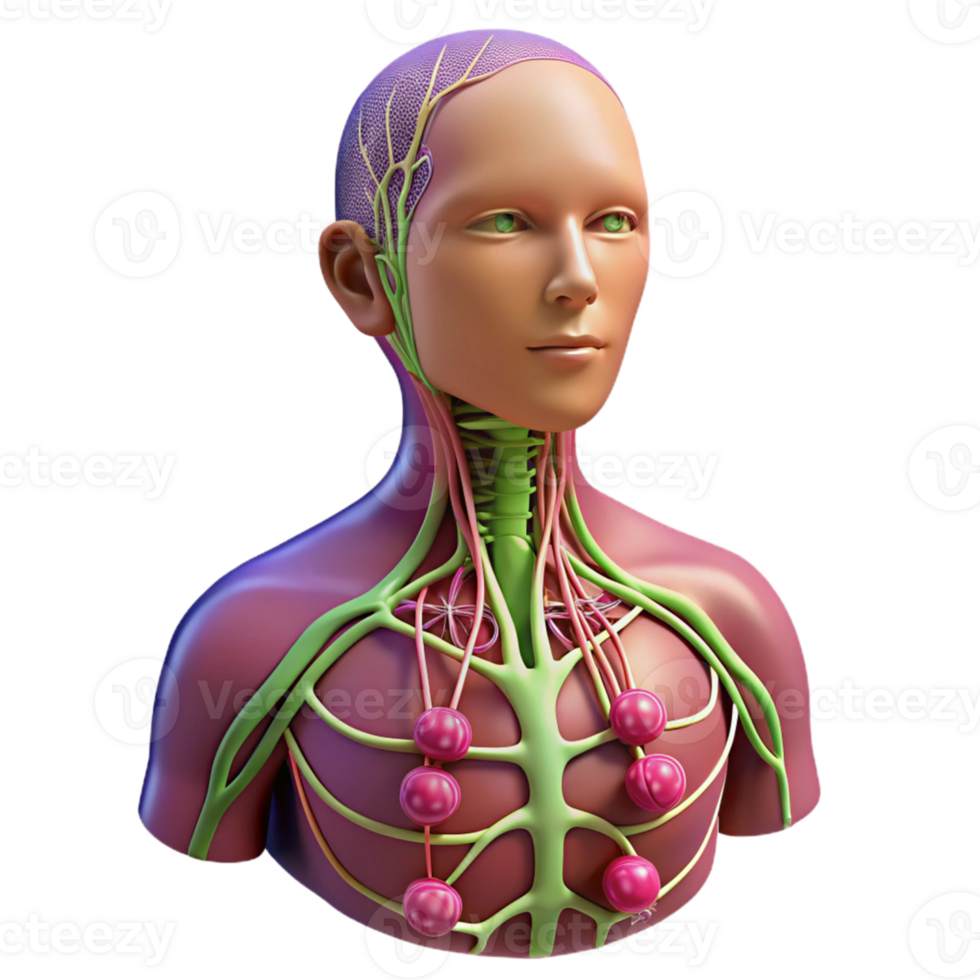 Isometric Illustration of a Human Torso with Veins and Arteries png