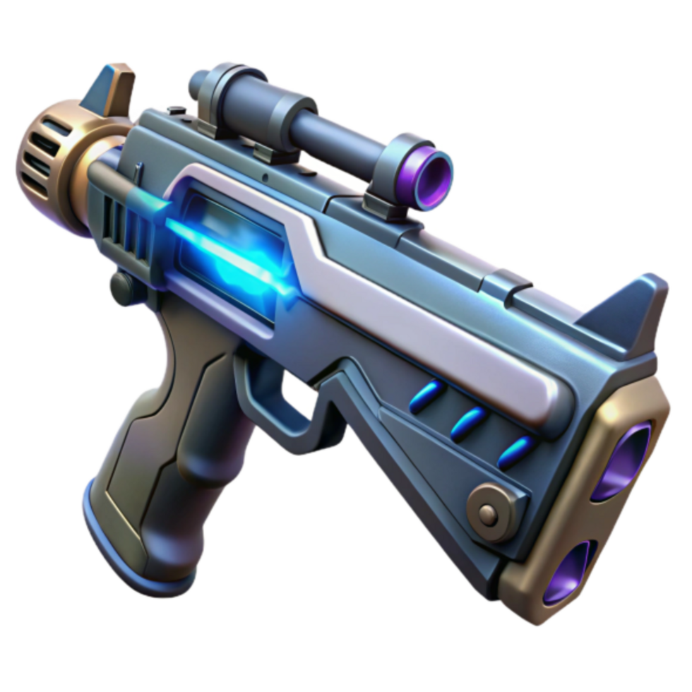 Futuristic Blaster 3D Render Sci-Fi Weapon Graphic Resource png