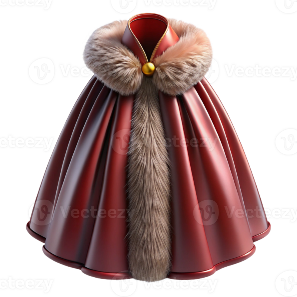 Red Fur Trimmed Cape Isometric Render png