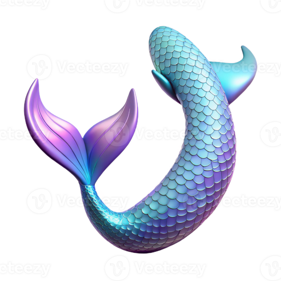 Iridescent Mermaid Tail Isometric Model png