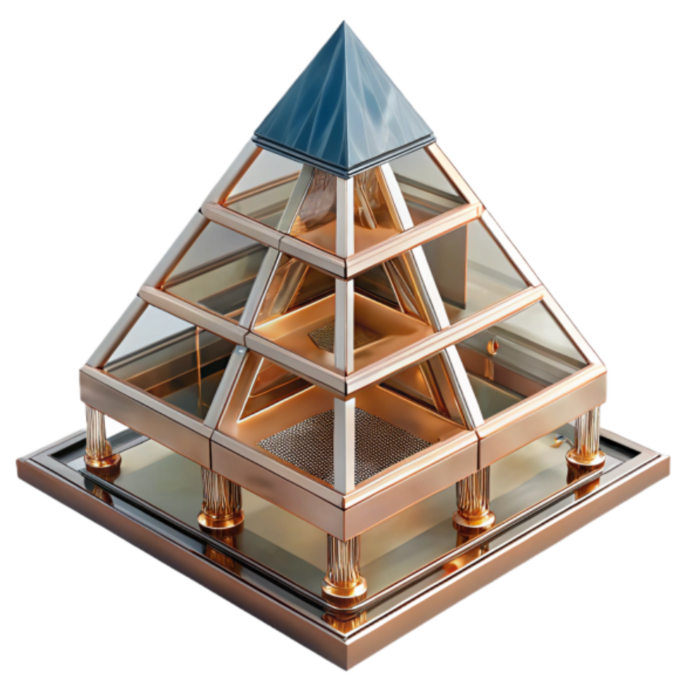 3D Render of a Modern Glass Pyramid Building png