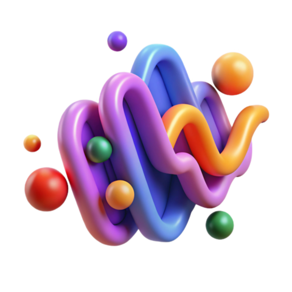 Abstract 3D Render Colorful Swirls and Spheres Background Image png