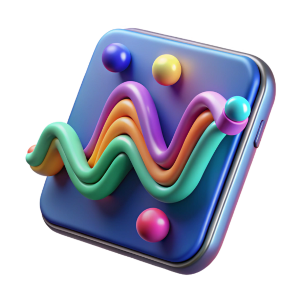 Vibrant 3D Render of Colorful Wave Abstract Background png