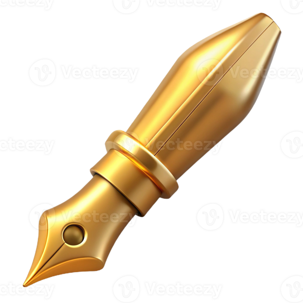 Golden Quill Pen Isometric Illustration png