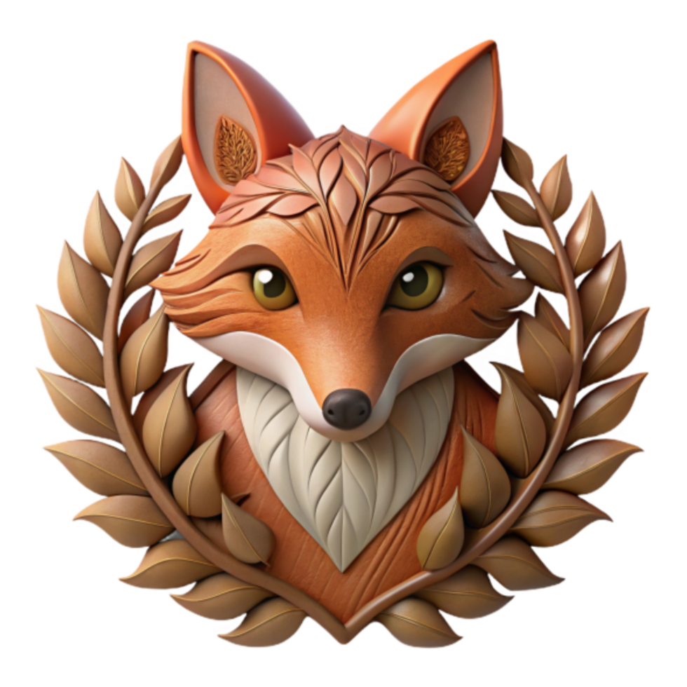 3D Render of a Fox with Autumn Leaves png