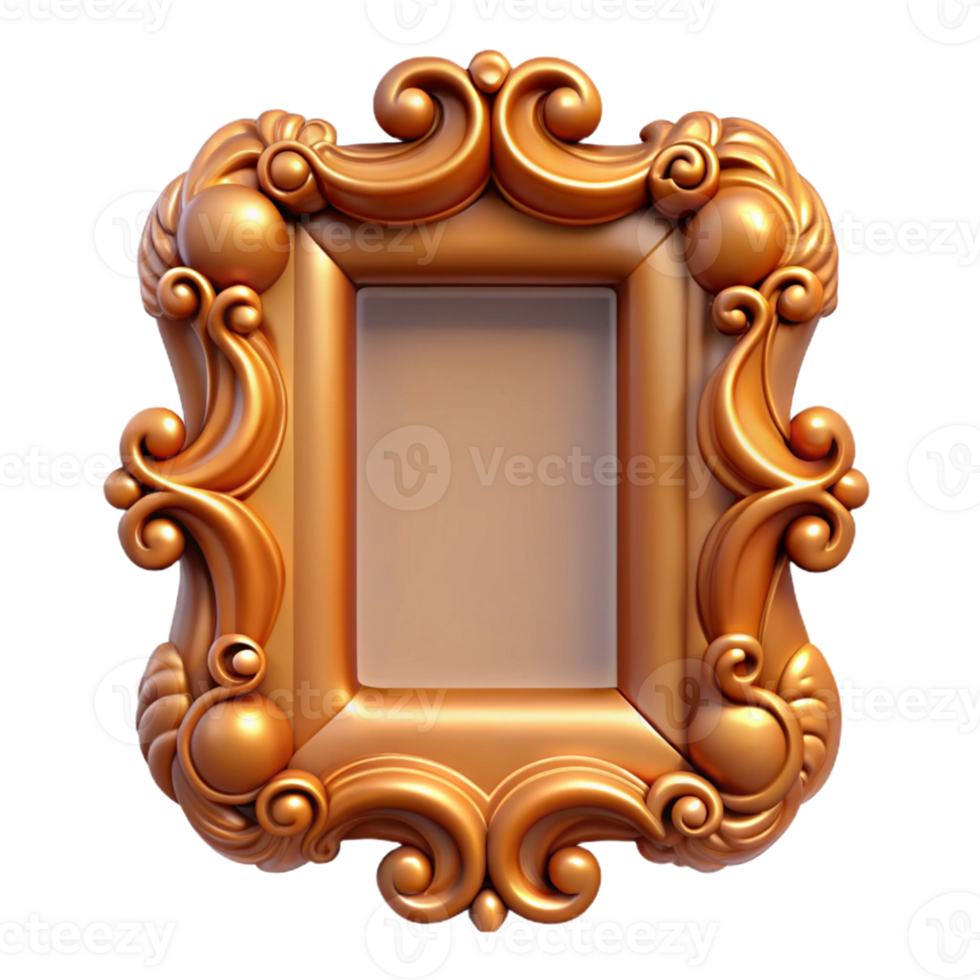 Golden Ornate Frame Isometric Illustration png