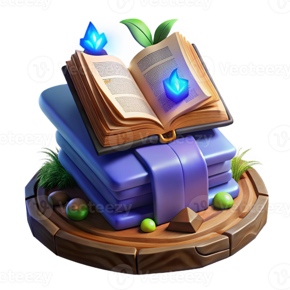 Magical Book on Wooden Base png