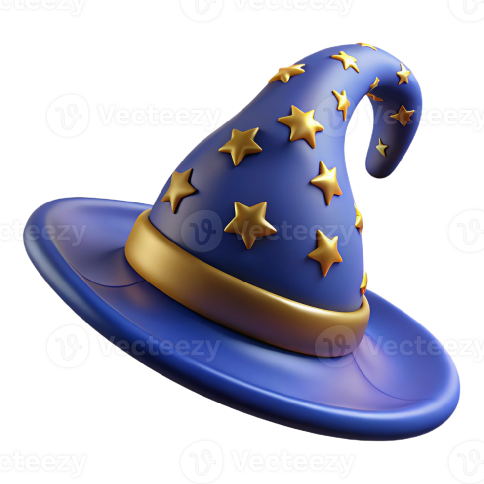 Isometric Rendered Wizard Hat with Stars png