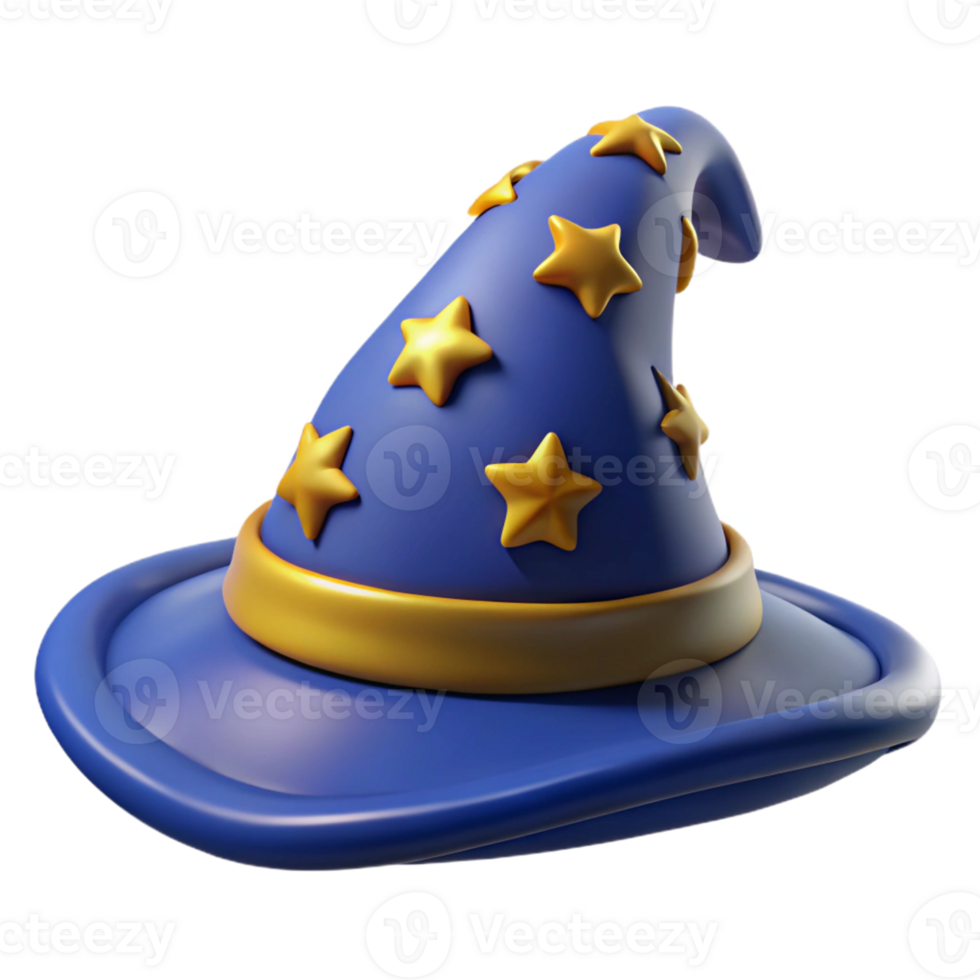 Blue Wizard Hat with Gold Stars png