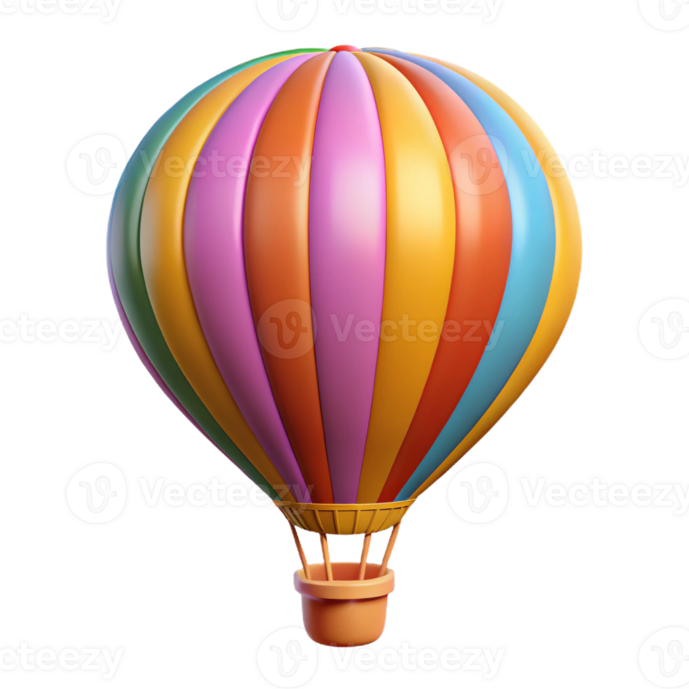Colorful Isometric Hot Air Balloon Illustration png