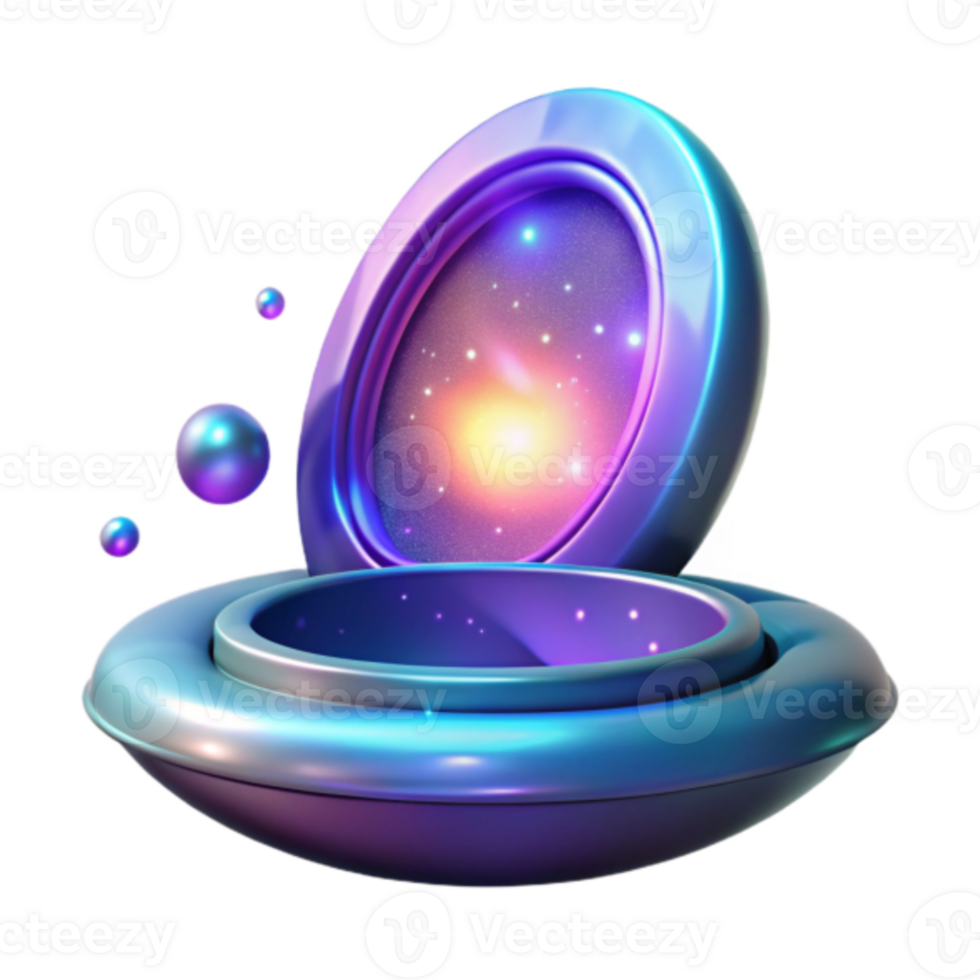 Cosmic Portal 3D Render, Futuristic Galaxy Illustration, Abstract Background, Vibrant Purple and Blue Hues, Open Space, Glowing Nebula, Shiny Metallic Surface png