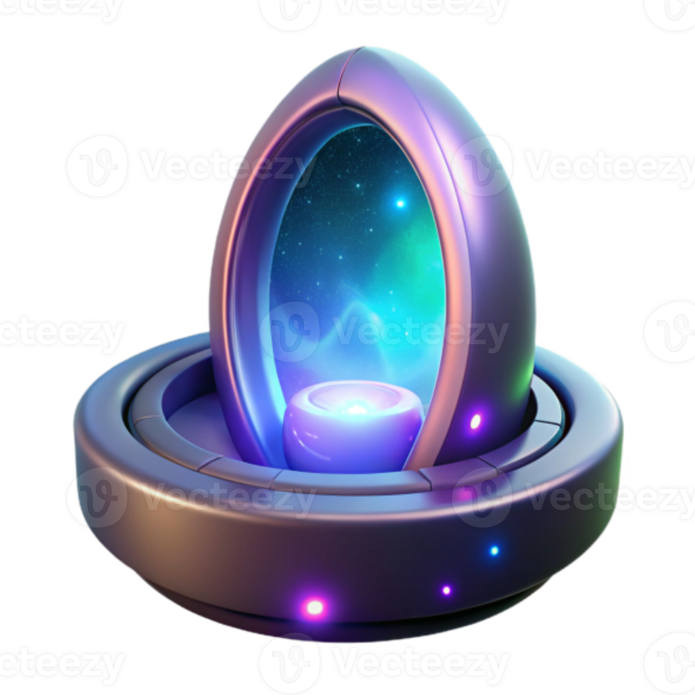 3D Render Futuristic Portal Cosmic Egg Abstract Background Illustration png
