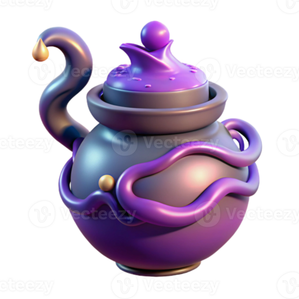 Whimsical 3D Render of a Purple Pot with Intricate Design png