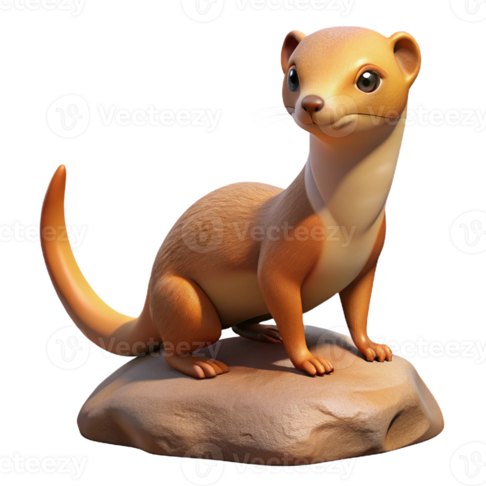 Cute Cartoon Animal Sitting on a Rock png