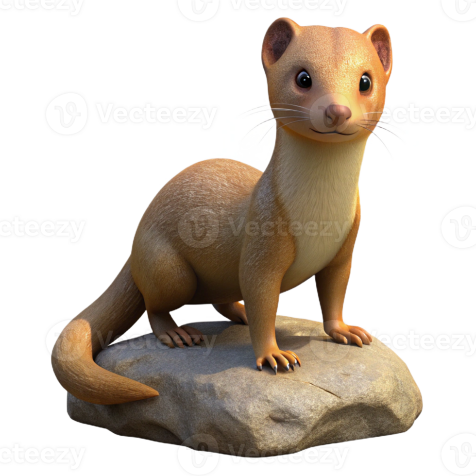 Cute Isometric Illustration of a Brown Weasel png