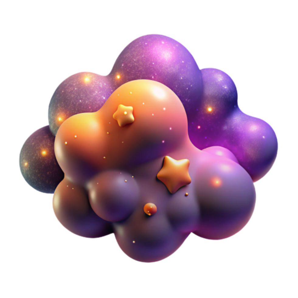 3D Render of Abstract Cosmic Cloud with Stars png