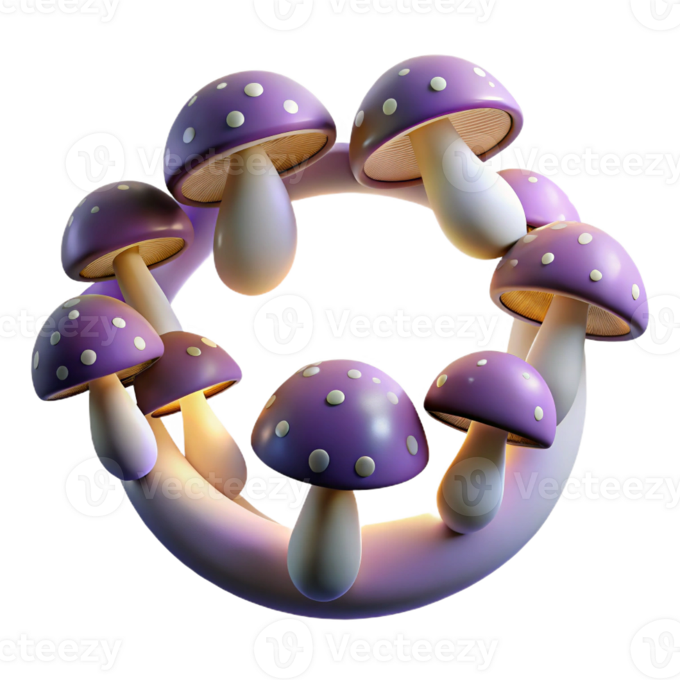 Purple Dotted Mushrooms Circle png