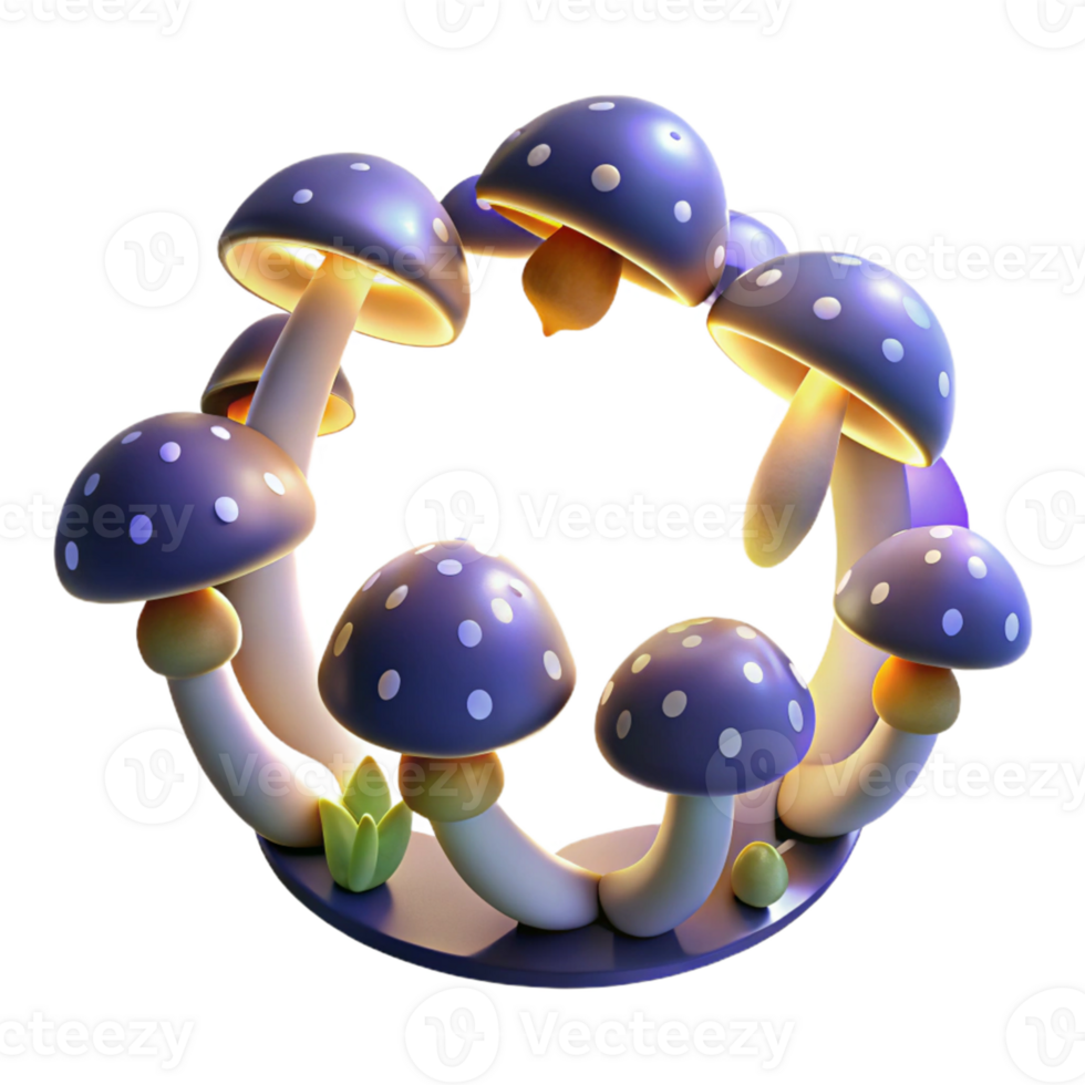 Glowing Purple Mushrooms with White Dots png