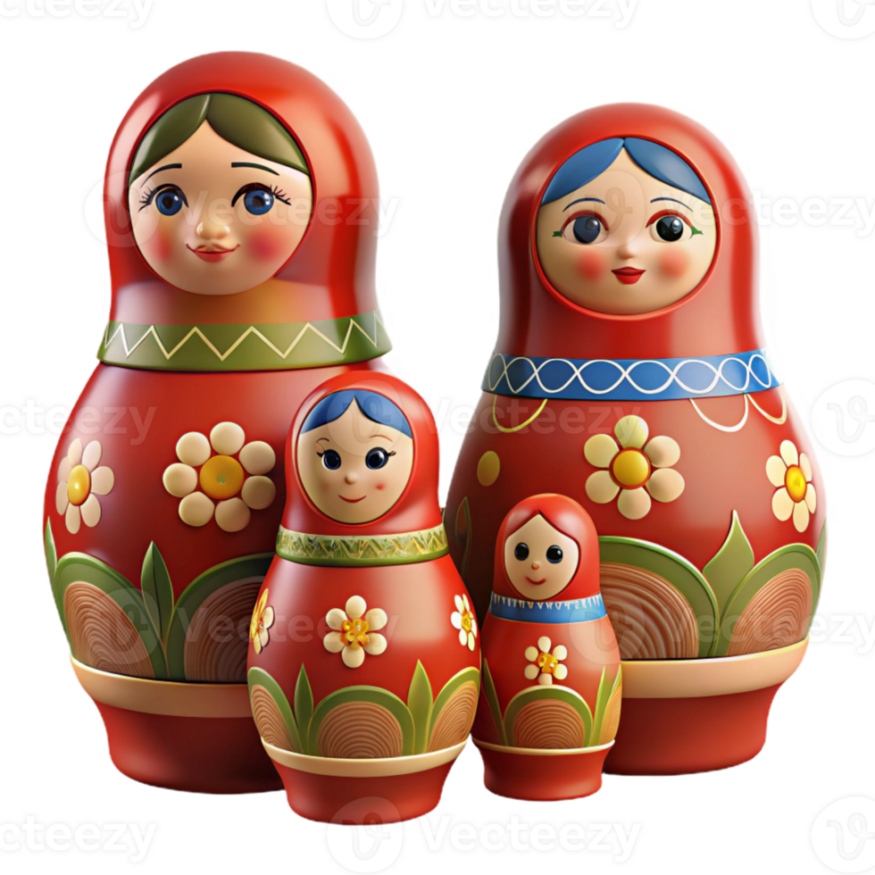 Nesting Dolls with Floral Designs png