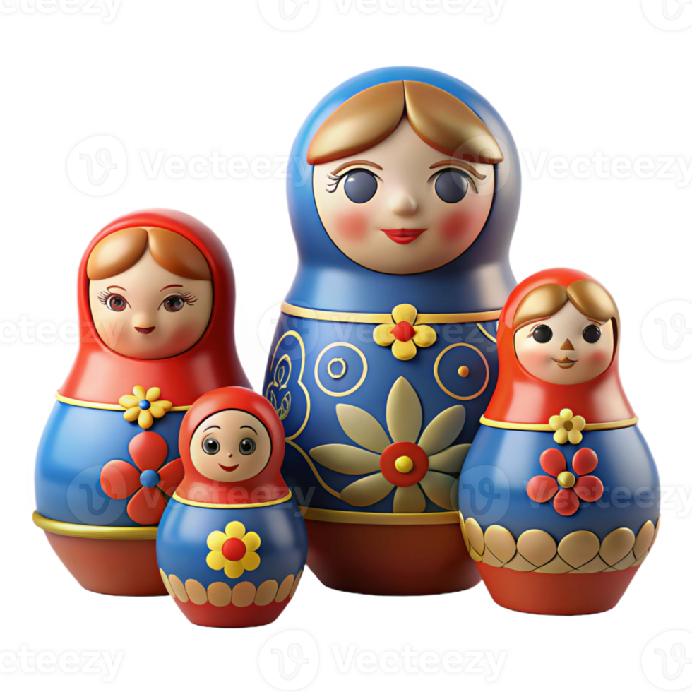 Colorful Nesting Dolls with Floral Designs png
