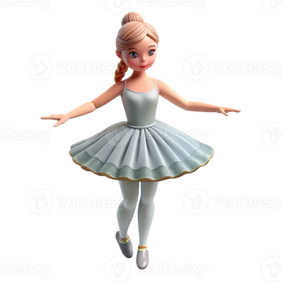Isometric Cartoon Ballerina in Tutu png